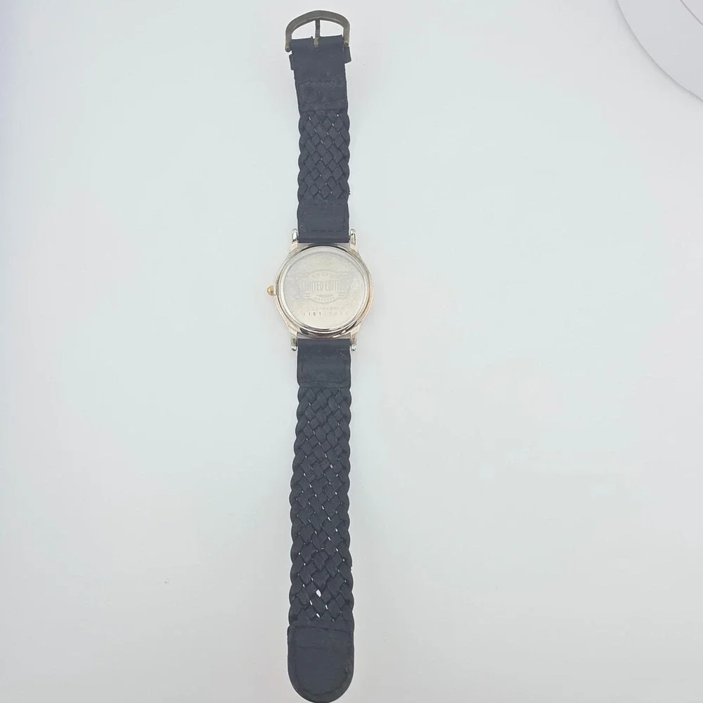 Vtg 1996 FOSSIL Watch Limited Edition Christmas Tree Holiday Black Leather 8